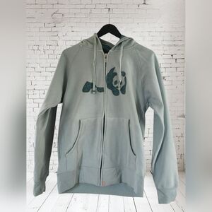 Enjoi skateboarding panda Patch Zip Up Light Green hoodie Cotton sz small Y2K